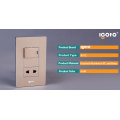 American Type Brushed-Aluminum Electrical Universal 1 Gang Wall Switch and Socket